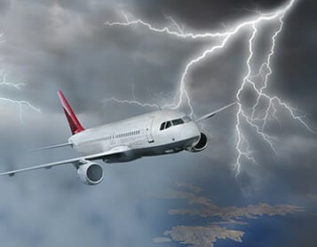 airplane caught in electrical storm